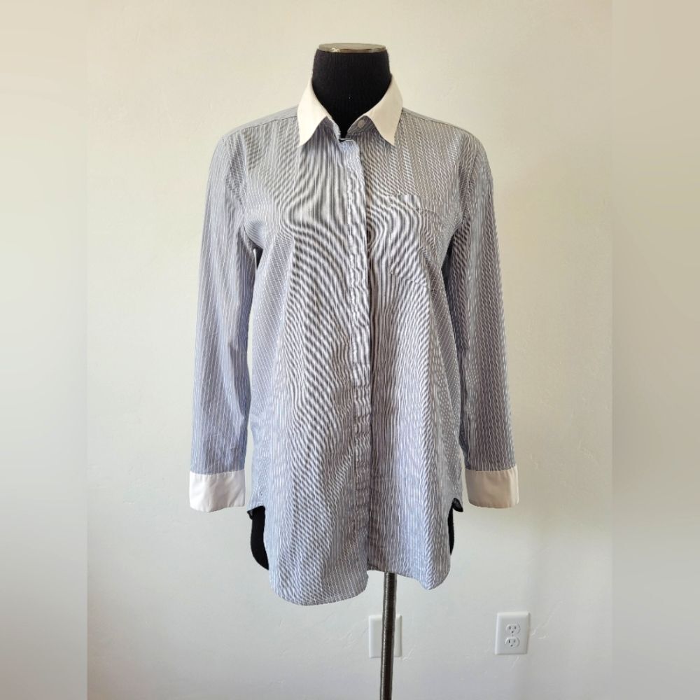 Covington Pinstripe Blouse Top Shirt Women's Small Preppy Academia Librarian